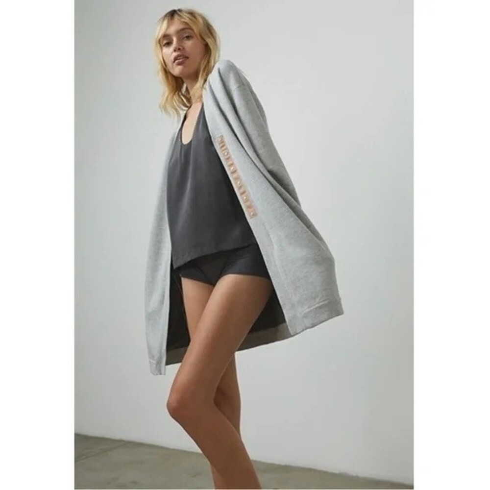 New Lunya Cozy Cotton Silk Button Front Cardigan Mellow Grey Heather. Size L/XL